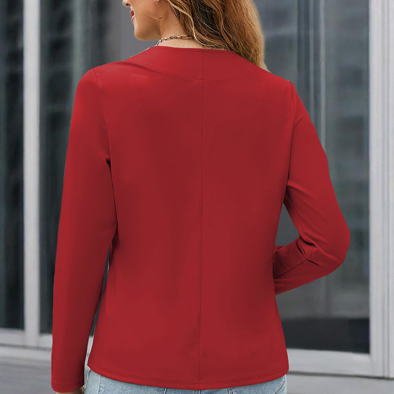 Glow Up Collarless Blazer - Long Sleeve Lightweight Jacket