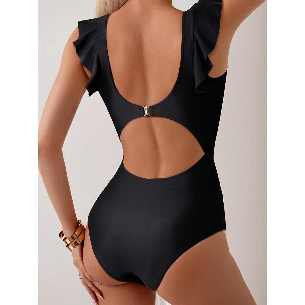 Luna Hollow One-Piece Swimsuit – Lace-Up High Waist Bikini
