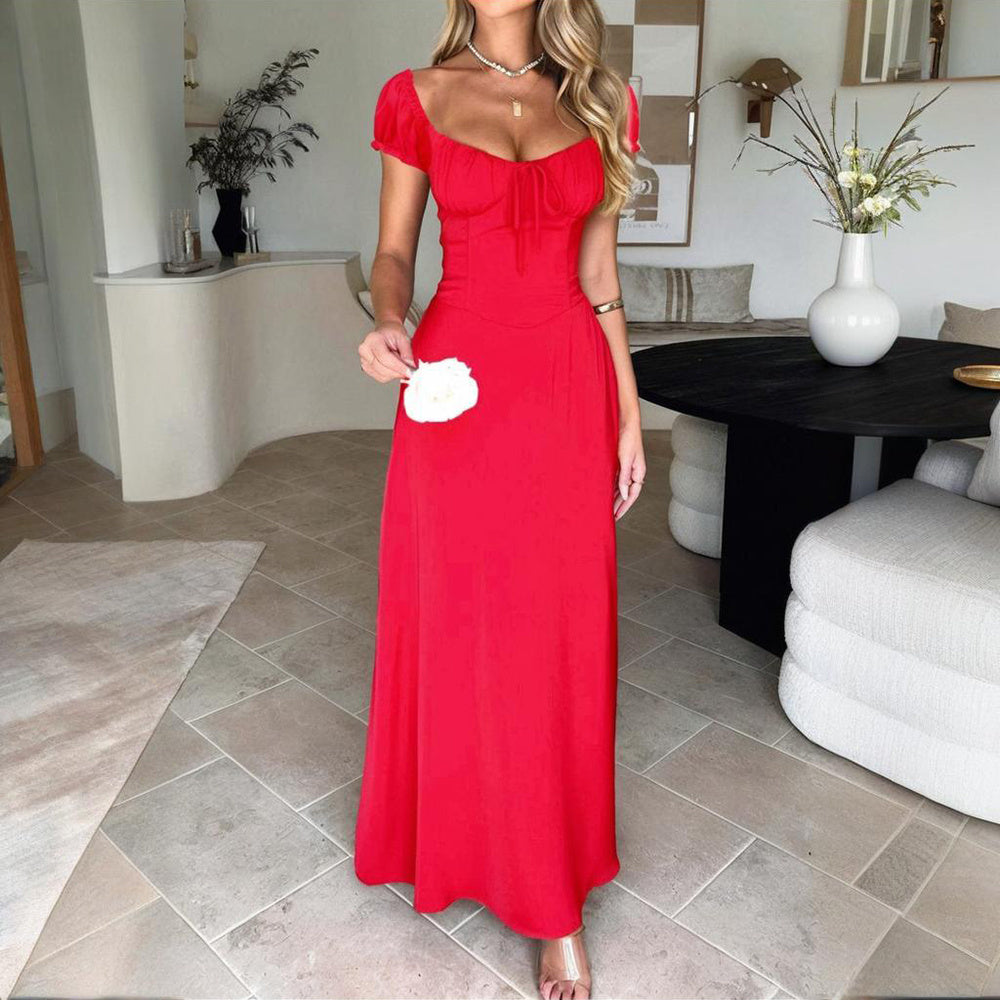Sunset Escape Boho Backless Ruffle Maxi Dress