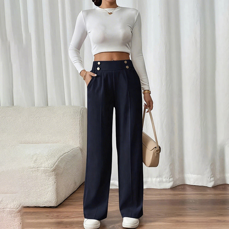 High Waist Wide Leg Trousers – Business Casual Pant with Pockets