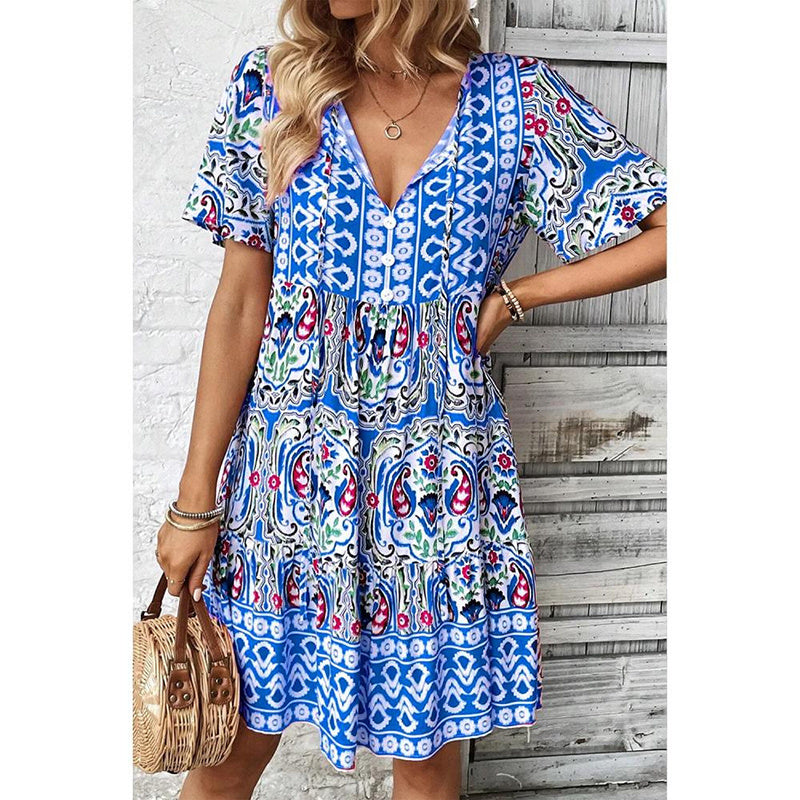 Boho Sunshine Beach Dress- Flowy Floral Summer Dress