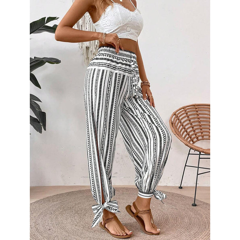 Chic & Comfy Striped Side-Slit Pants
