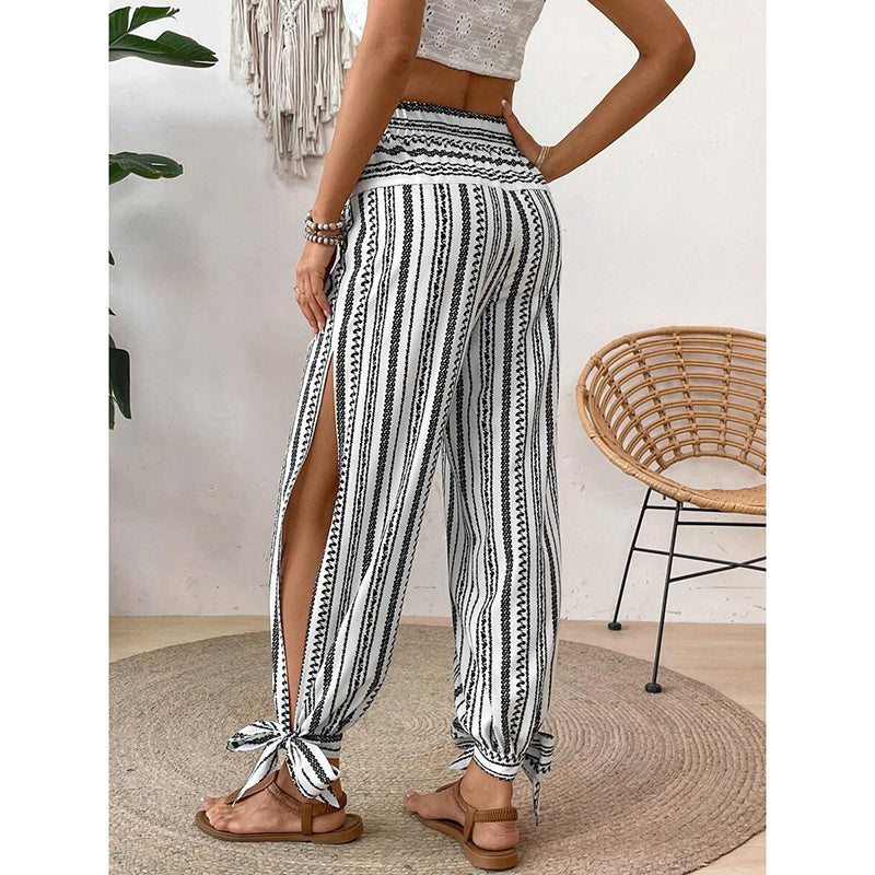 Chic & Comfy Striped Side-Slit Pants