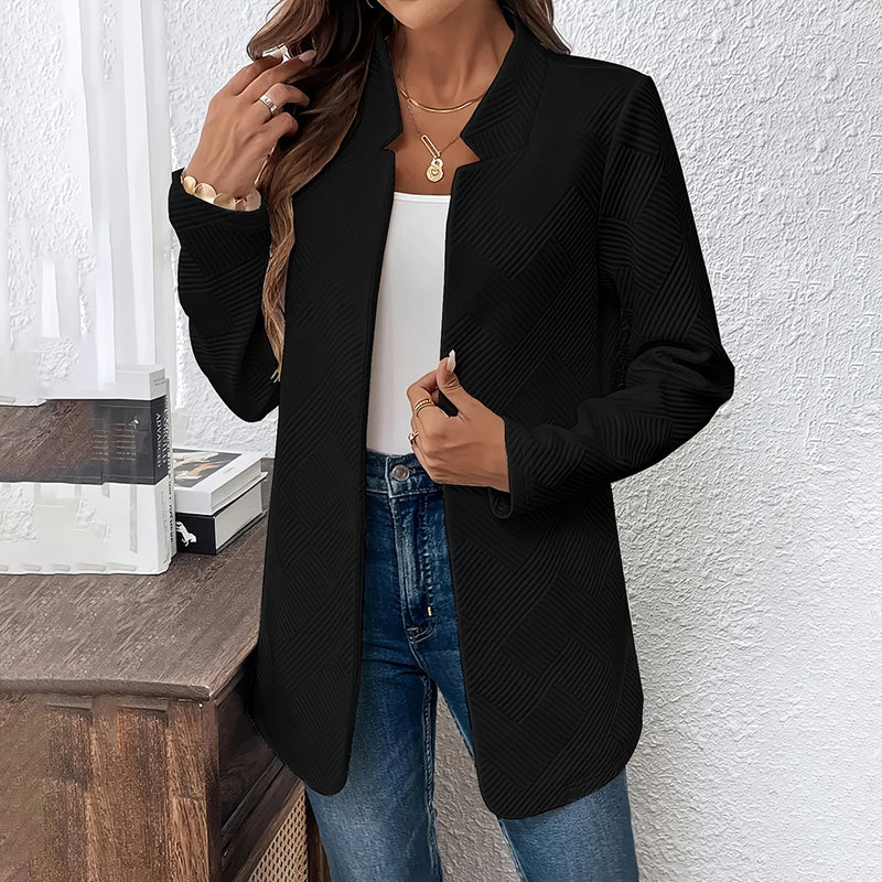 The Power Move Lapel Blazer - Textured Elegant Jacket
