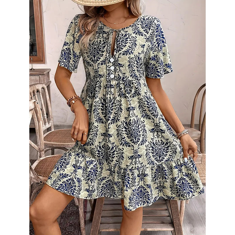 Boho Sunshine Beach Dress- Flowy Floral Summer Dress
