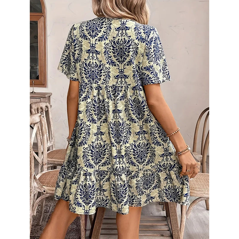 Boho Sunshine Beach Dress- Flowy Floral Summer Dress