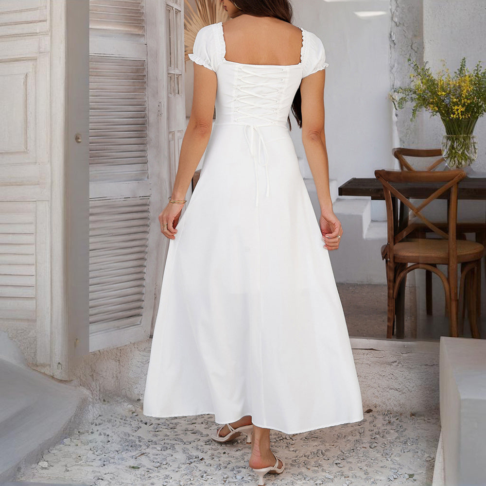 Sunset Escape Boho Backless Ruffle Maxi Dress