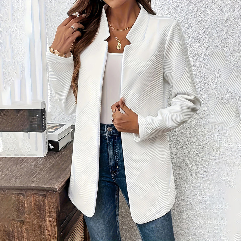 The Power Move Lapel Blazer - Textured Elegant Jacket