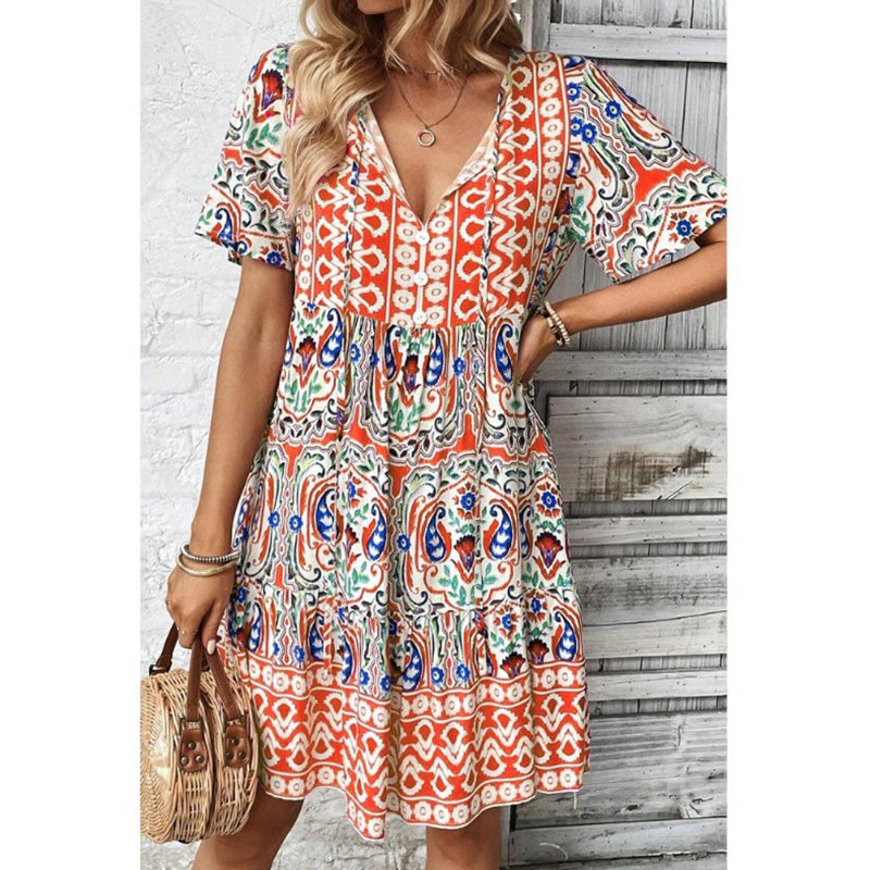 Boho Sunshine Beach Dress- Flowy Floral Summer Dress