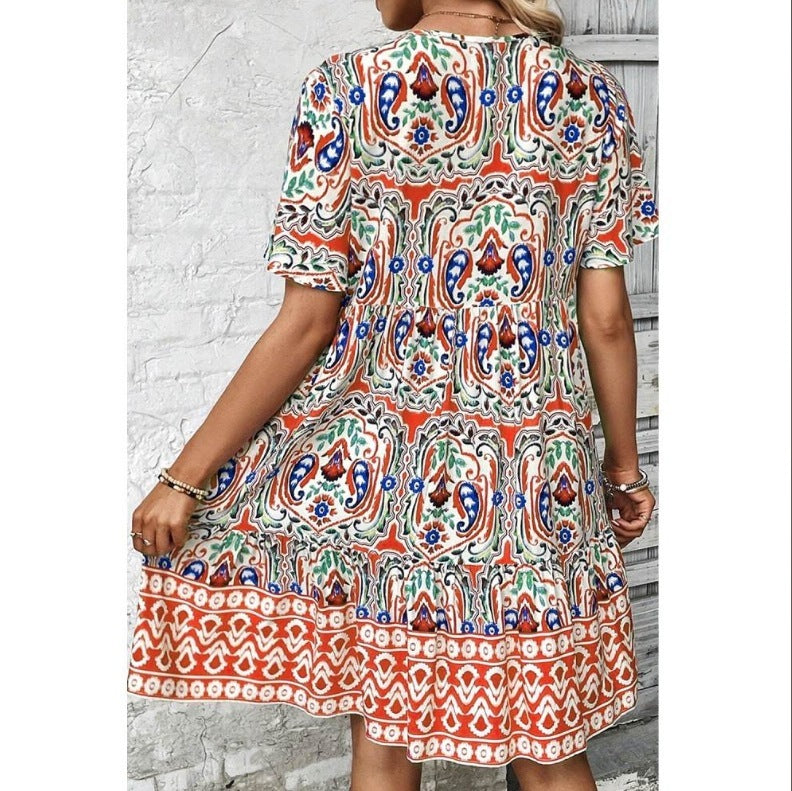 Boho Sunshine Beach Dress- Flowy Floral Summer Dress