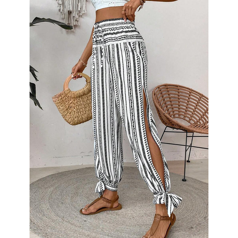 Chic & Comfy Striped Side-Slit Pants