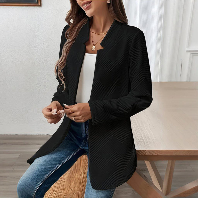 The Power Move Lapel Blazer - Textured Elegant Jacket