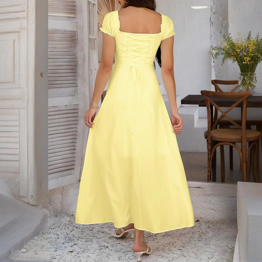 Sunset Escape Boho Backless Ruffle Maxi Dress