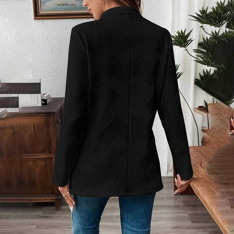 The Power Move Lapel Blazer - Textured Elegant Jacket