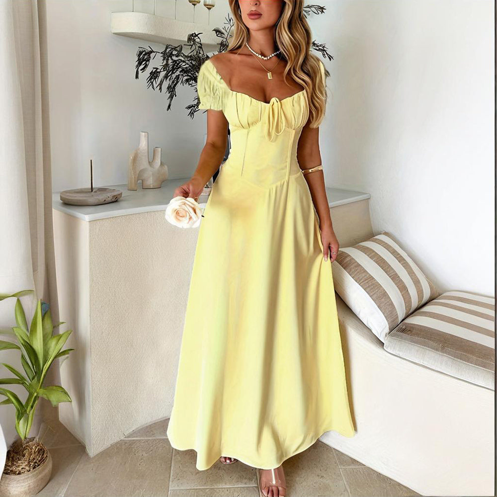 Sunset Escape Boho Backless Ruffle Maxi Dress