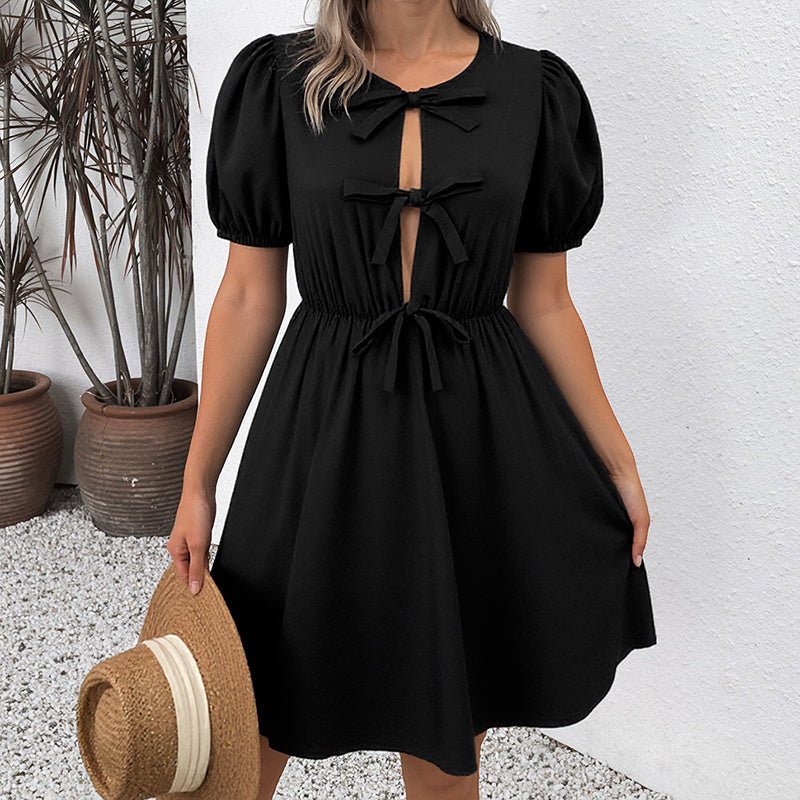 Sweet Summer mini Dress - Flowy Stripe Tie-Front Sundress