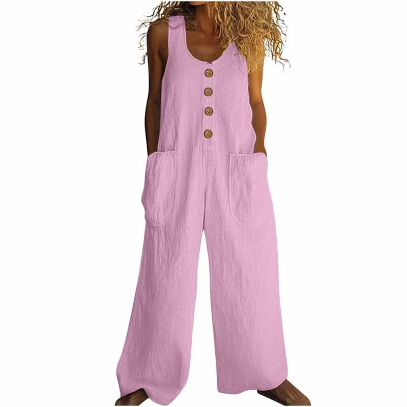 Coastal Stroll Jumpsuit - Button Front Wide-Leg Jumpsuit