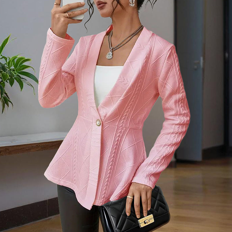 Luna Light Elegant V-Neck Long Sleeve Cardigan - Casual Spring & Fall Jacket