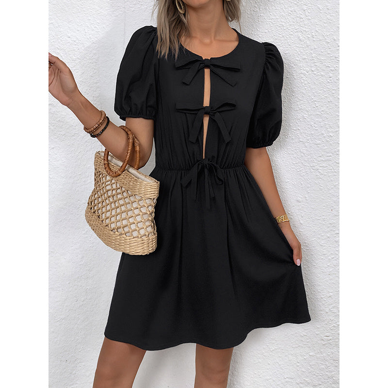 Sweet Summer mini Dress - Flowy Stripe Tie-Front Sundress