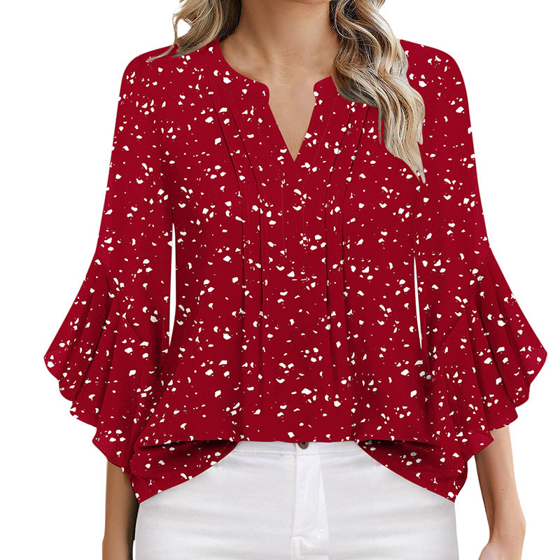 Women’s Ruffle 3/4 Sleeve Chiffon Blouse – Elegant & Versatile Work Top