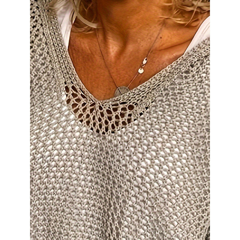 Simply Cozy Knit V-Neck Sweater - Casual Long Sleeve Pullover Hoodie