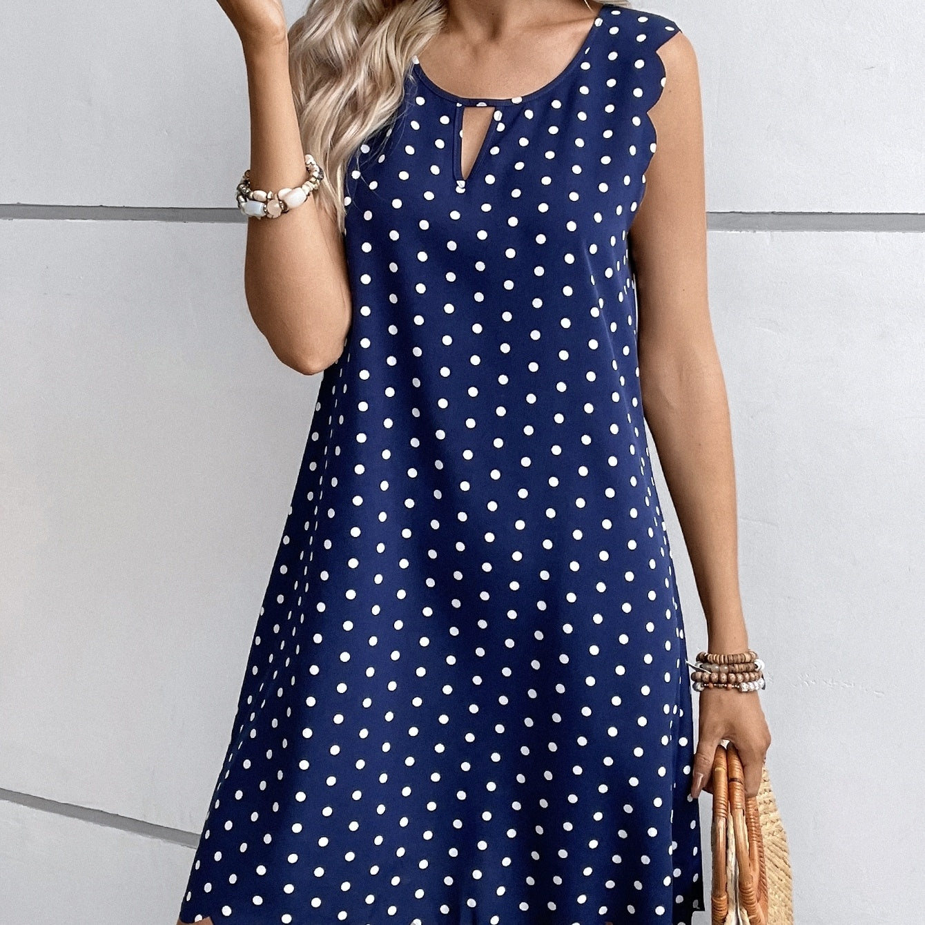 Easy Days Polka Dot Sleeveless Dress – Casual Summer Dress