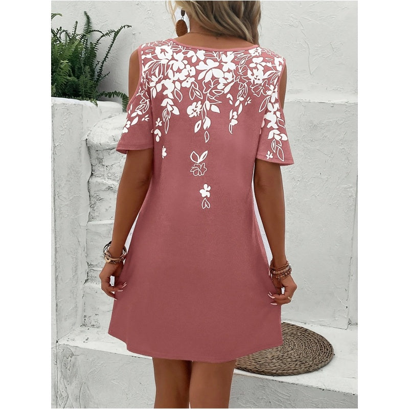 Summer Escape Floral Print Dress - Beach Vacation Boho Mini Sundress