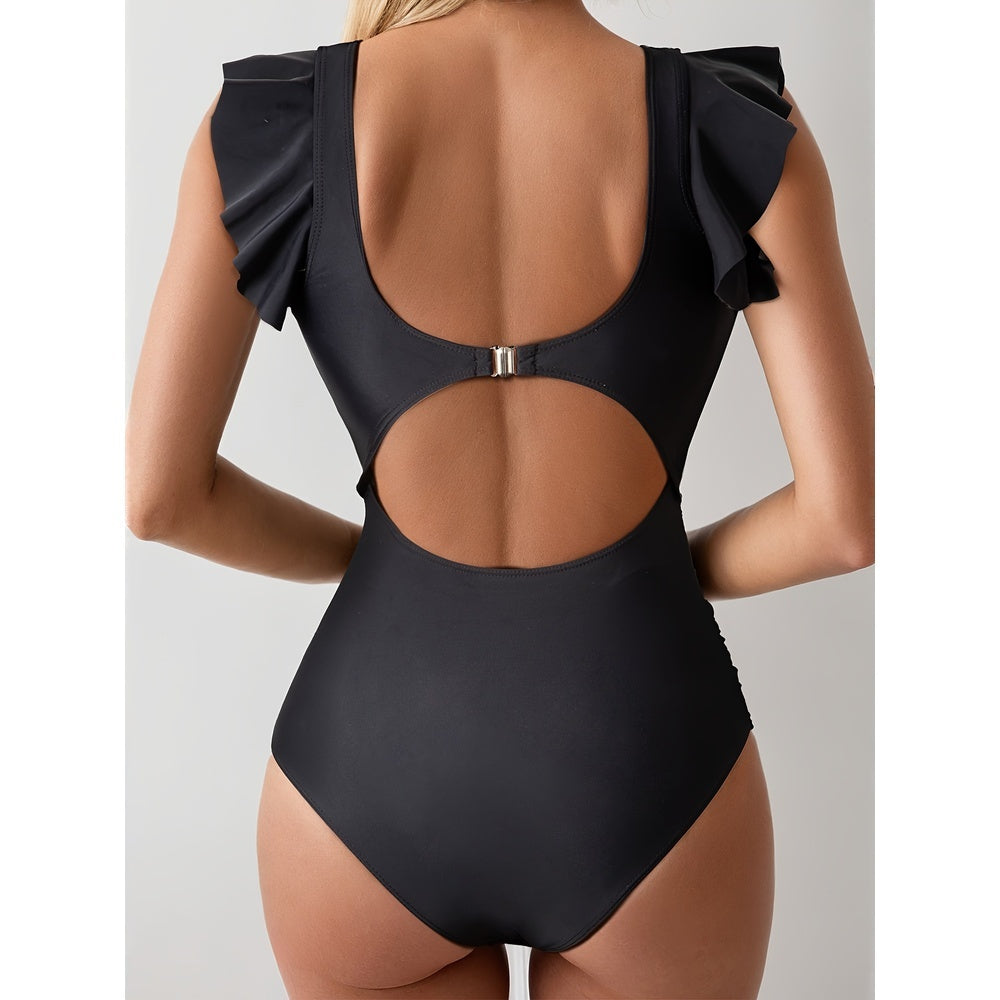 Luna Hollow One-Piece Swimsuit – Lace-Up High Waist Bikini