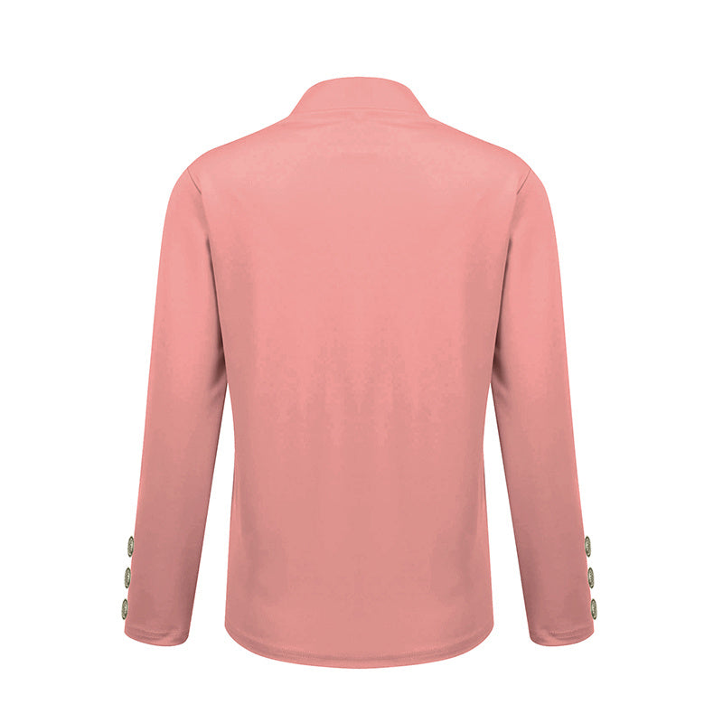 Women's Solid Color Long Sleeve Blazer – Button Cuff Sport Coat for Work & Casual Wear