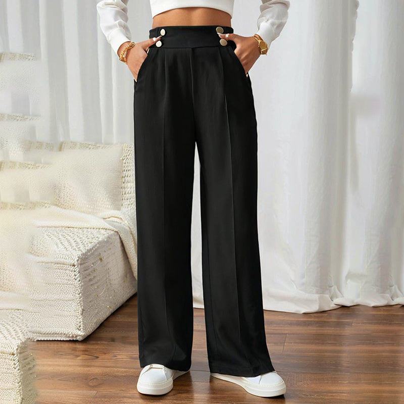 High Waist Wide Leg Trousers – Business Casual Pant with Pockets