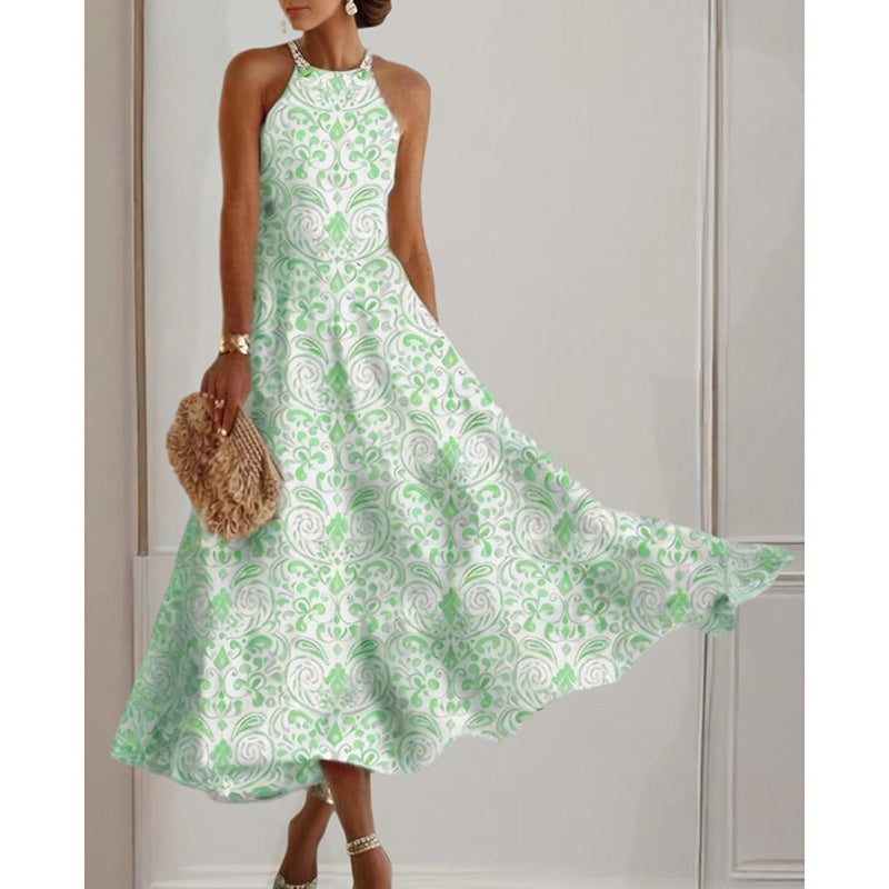 Island Muse Summer Halter Dress - Casual Boho Floral Sundress