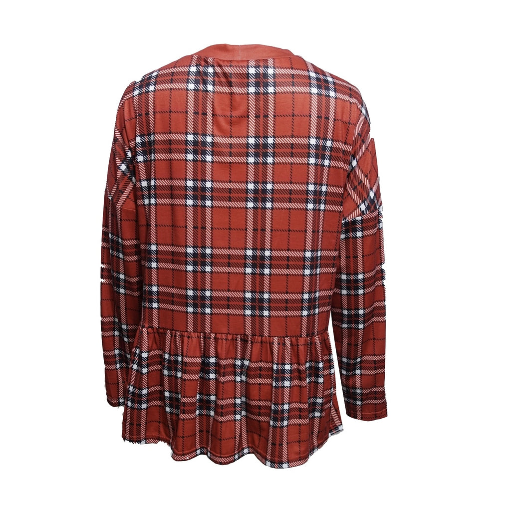Checkered Patchwork Knit Cardigan – Fall Cozy Fit