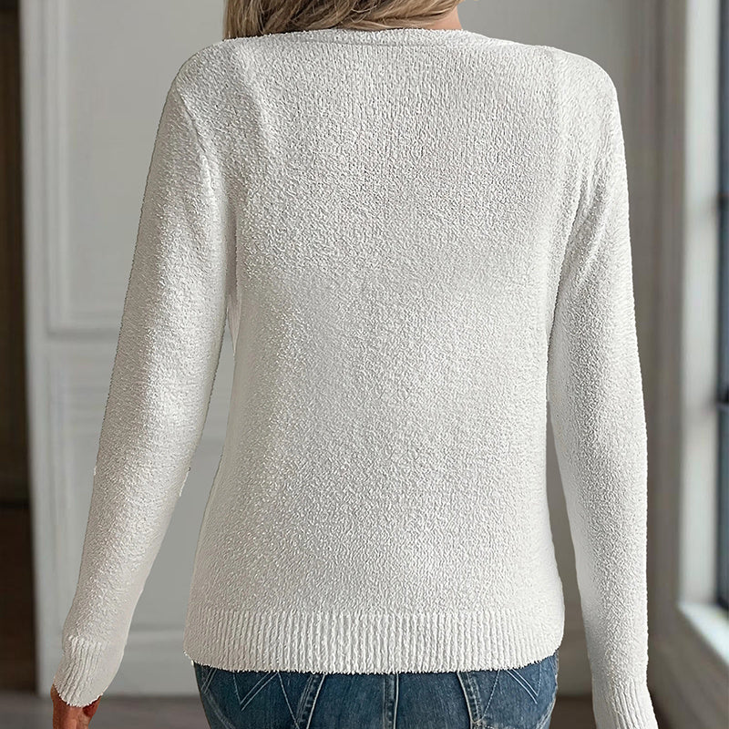 Women’s V-Neck Button Front Long Sleeve Knit Cardigan – Elegant Casual Layering for Spring & Fall