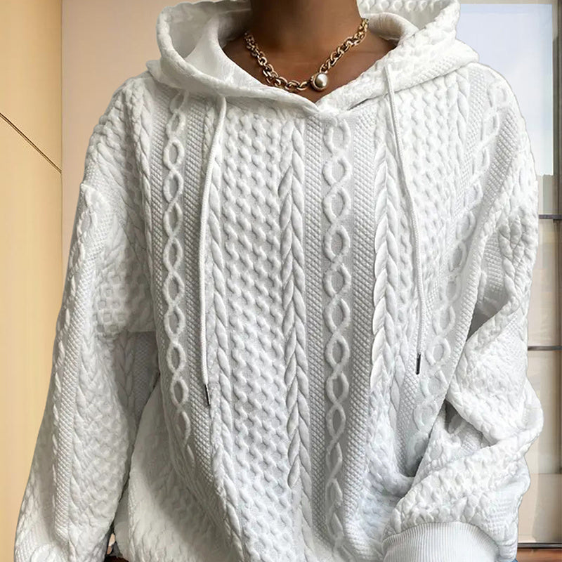 Ribbed Knit Drawstring Hoodie – Soft Loose Fit Pullover