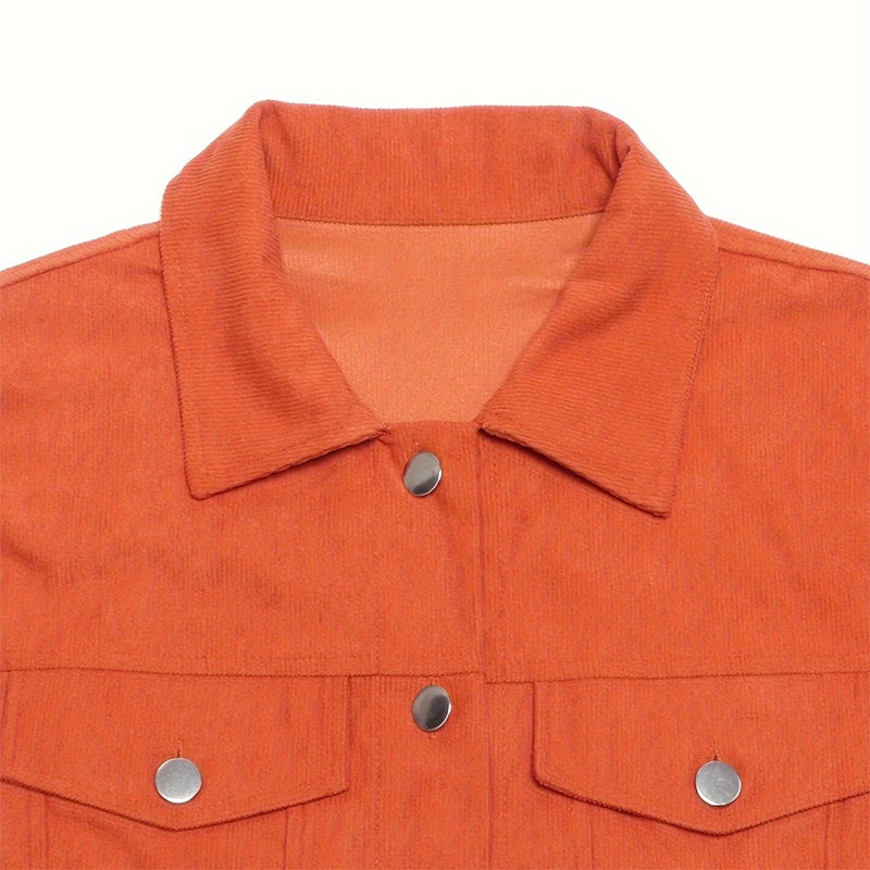 Urban Explorer Corduroy Button-Up Jacket – Casual Lightweight Coat with Flap Pockets
