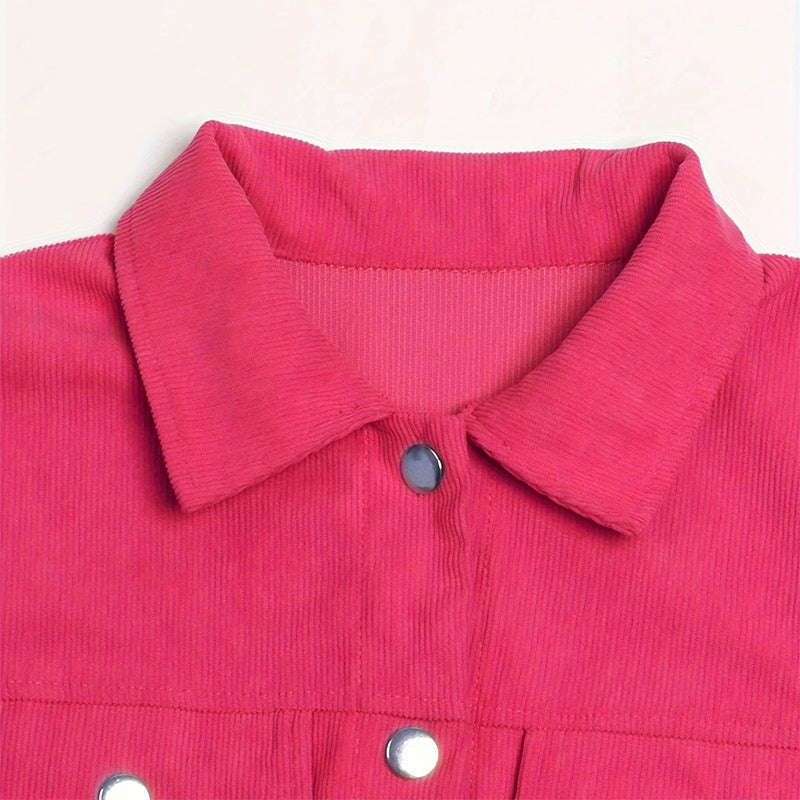Urban Explorer Corduroy Button-Up Jacket – Casual Lightweight Coat with Flap Pockets