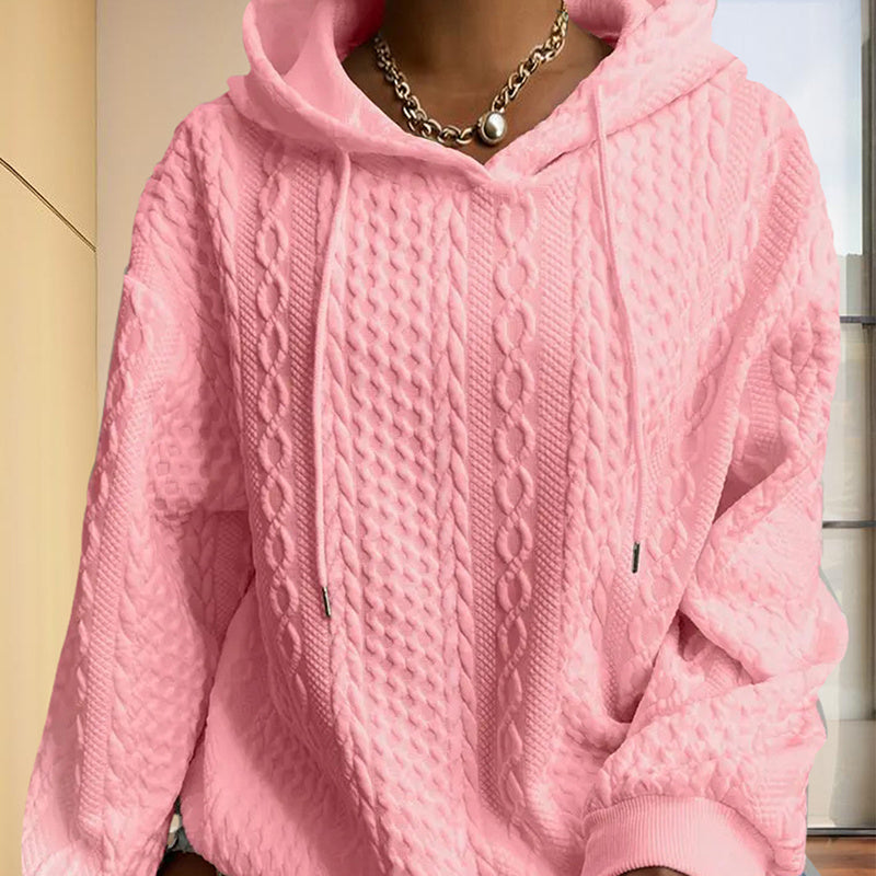 Ribbed Knit Drawstring Hoodie – Soft Loose Fit Pullover