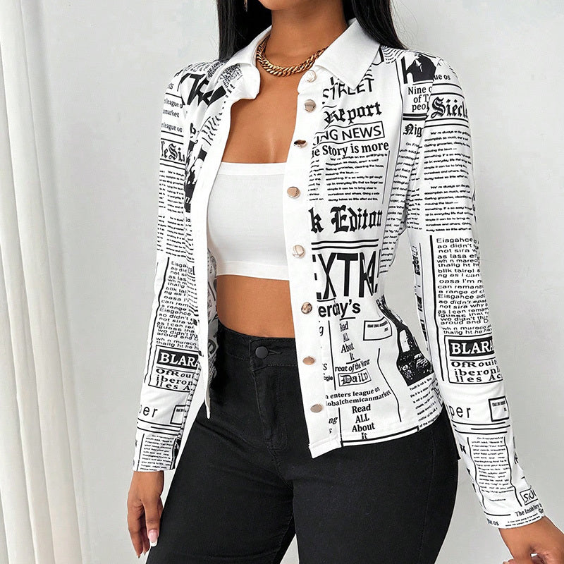 Printed Slim Fit Long Sleeve Blouse