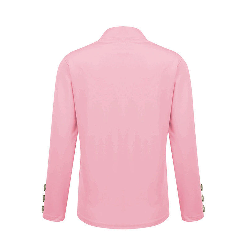 Women's Solid Color Long Sleeve Blazer – Button Cuff Sport Coat for Work & Casual Wear