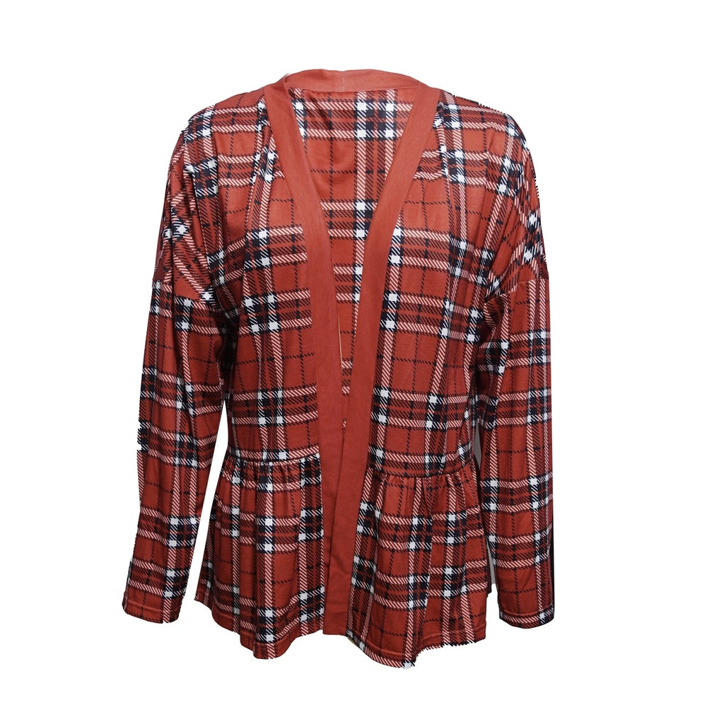 Checkered Patchwork Knit Cardigan – Fall Cozy Fit