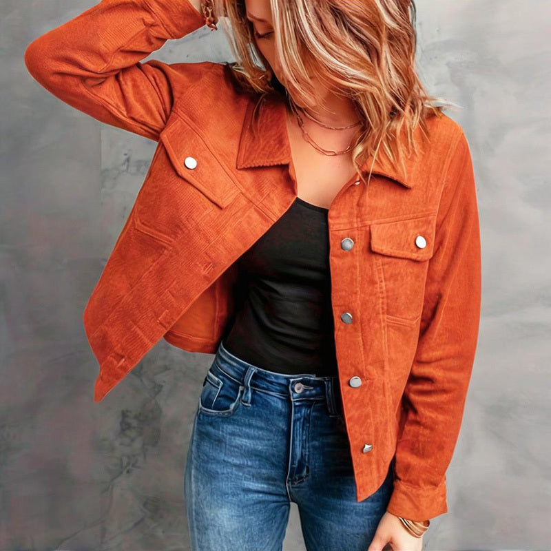 Urban Explorer Corduroy Button-Up Jacket – Casual Lightweight Coat with Flap Pockets