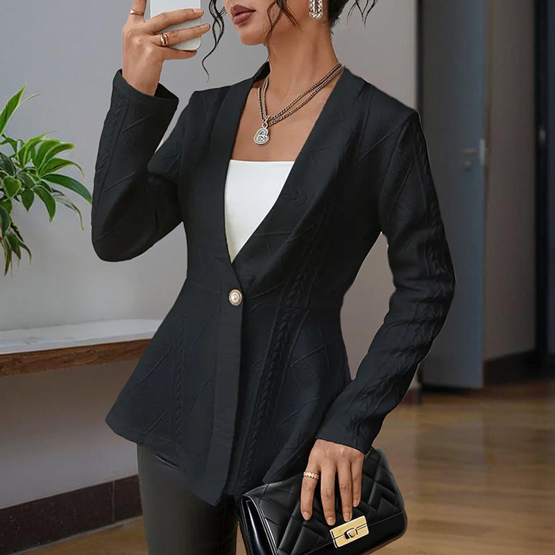 Luna Light Elegant V-Neck Long Sleeve Cardigan - Casual Spring & Fall Jacket