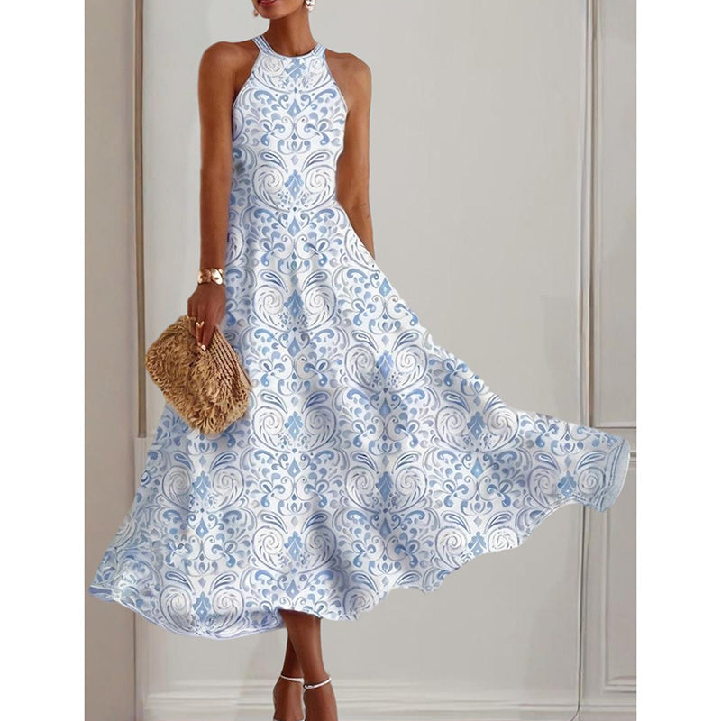 Island Muse Summer Halter Dress - Casual Boho Floral Sundress